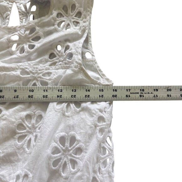 White Sleeveless Floral Eyelet Shift Dress By Whit Two Anthropologie - Picture 7 of 8